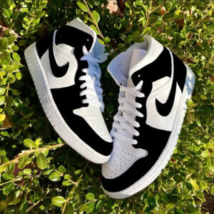 Custom Air Jordan 1 Mid Black Lack Panda Colorblock ???