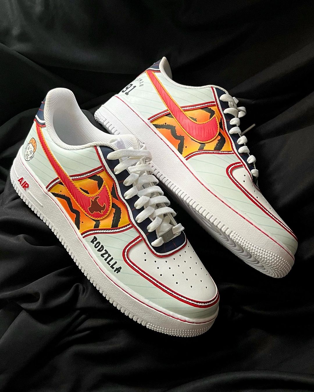 RED BLACK ORANGE CUSTOM AIR FORCE 1