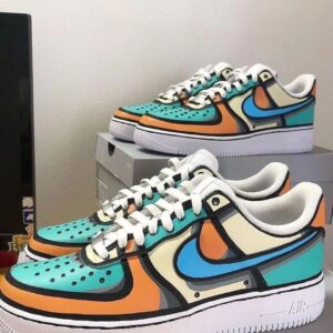 GREEN BLUE ORANGE CUSTOM AIR FORCE 1