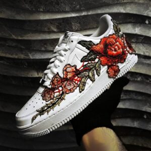 EMBROIDERY ROSE RED CUSTOM AIR FORCE 1