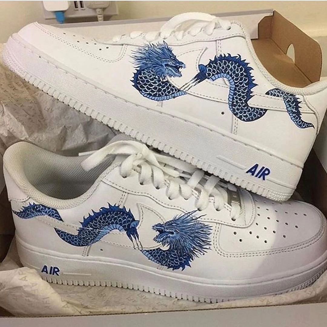 Custom Nike Air Force 1 Blue Dragon