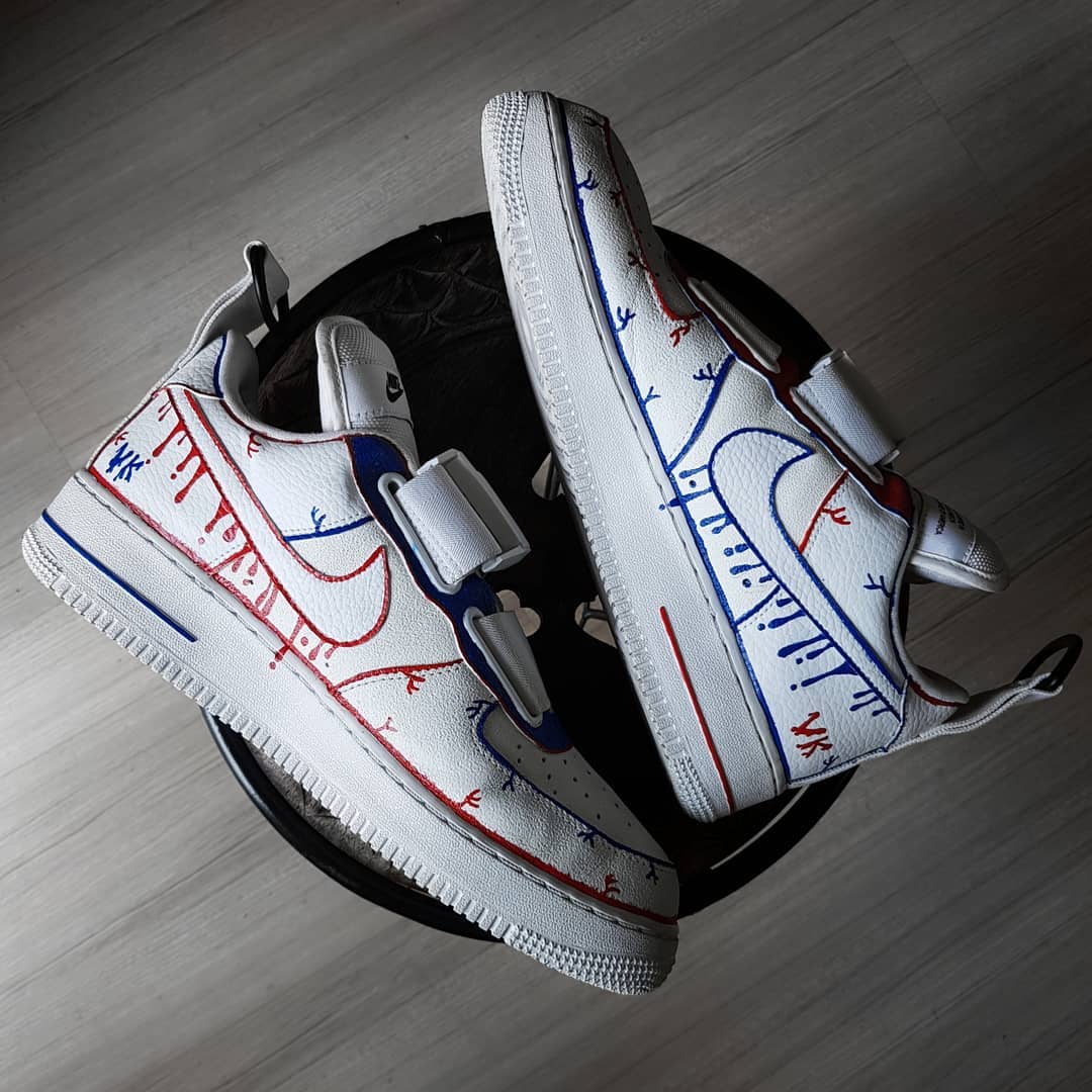 RED BLUE DRIPPING CUSTOM AIR FORCE 1