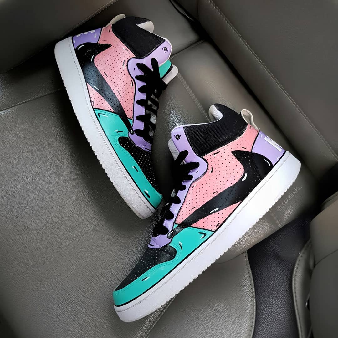 REVERSE SWOOSH BLACK PINK PURPLE NAVY BLUE CUSTOM AIR JORDAN 1