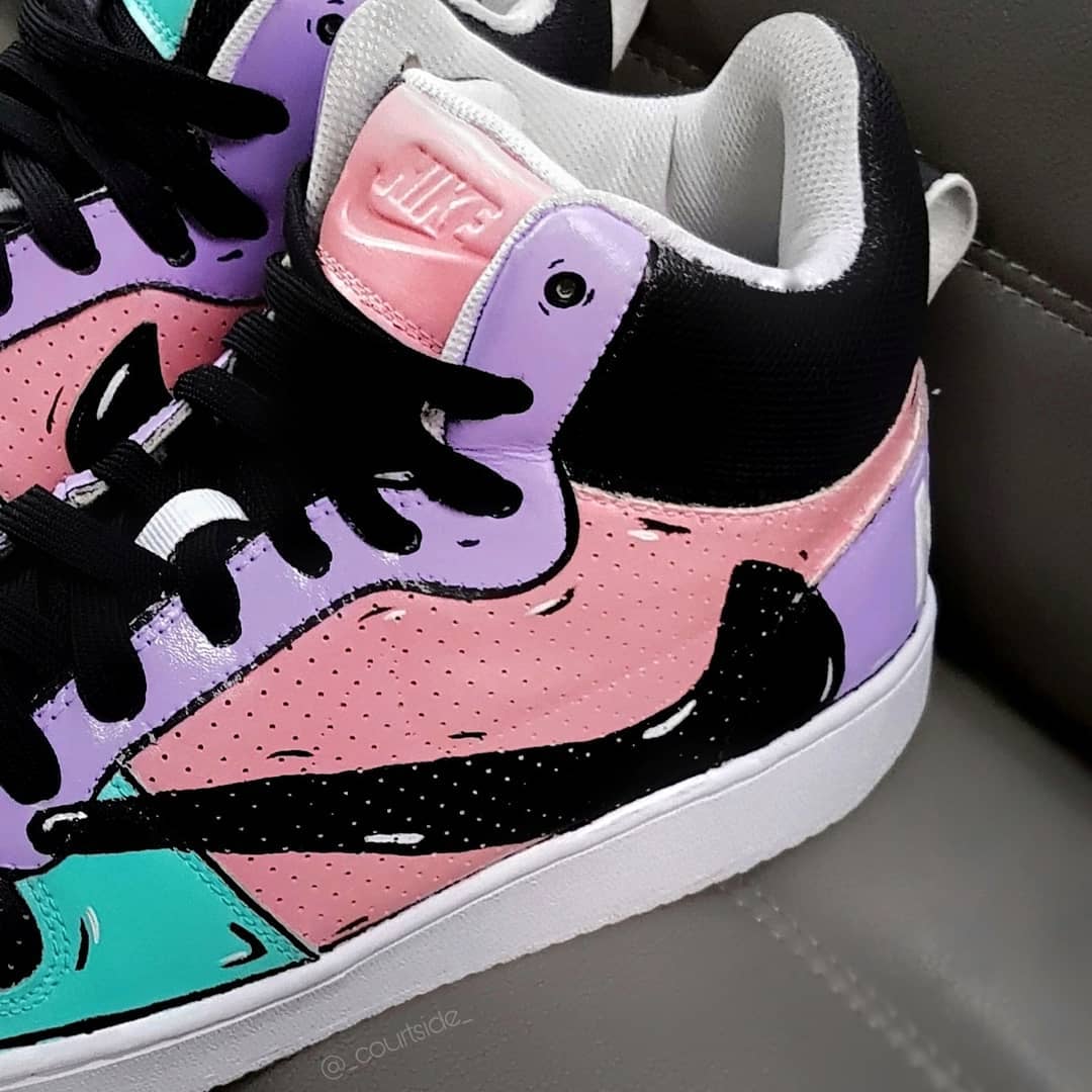REVERSE SWOOSH BLACK PINK PURPLE NAVY BLUE CUSTOM AIR JORDAN 1 - Image 3
