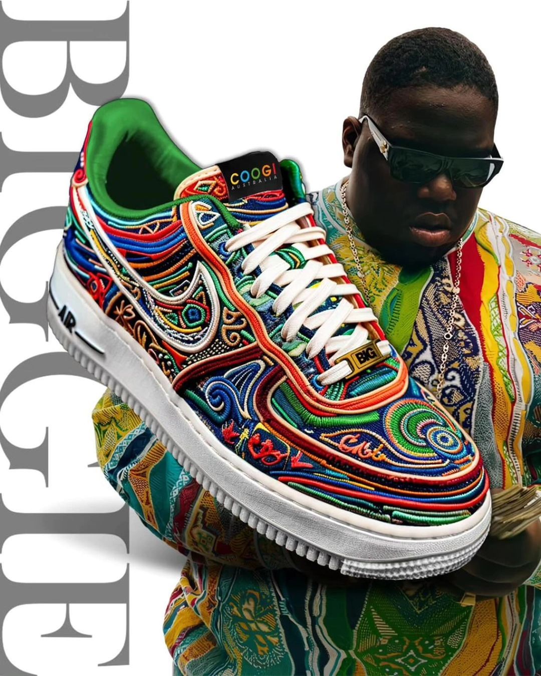 EMBROIDERY SPORT STAR COLOR GREEN RED BLUE CUSTOM AIR FORCE 1