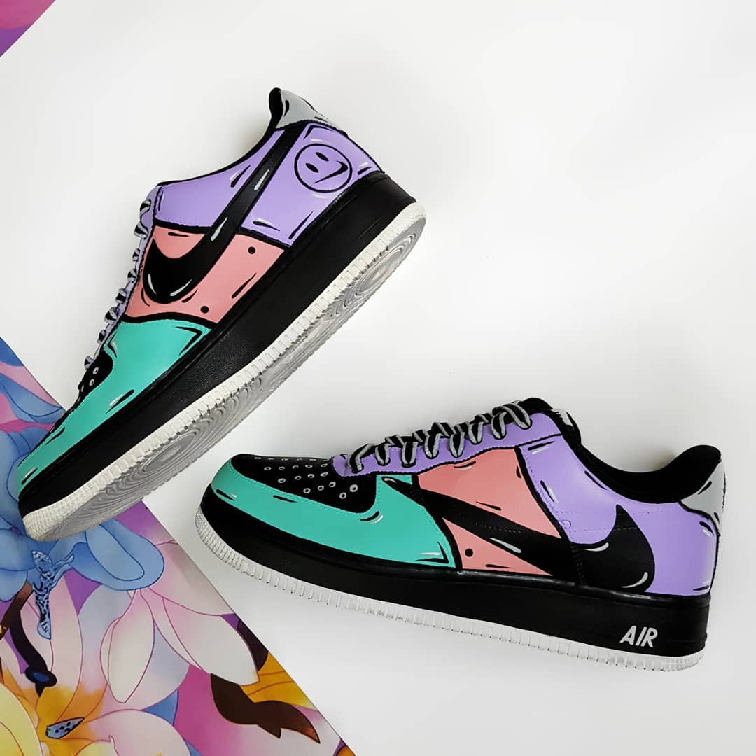 NAVY BLUE PINK PURPLE REVERSE SWOOSH CUSTOM AIR FORCE 1 - Image 5