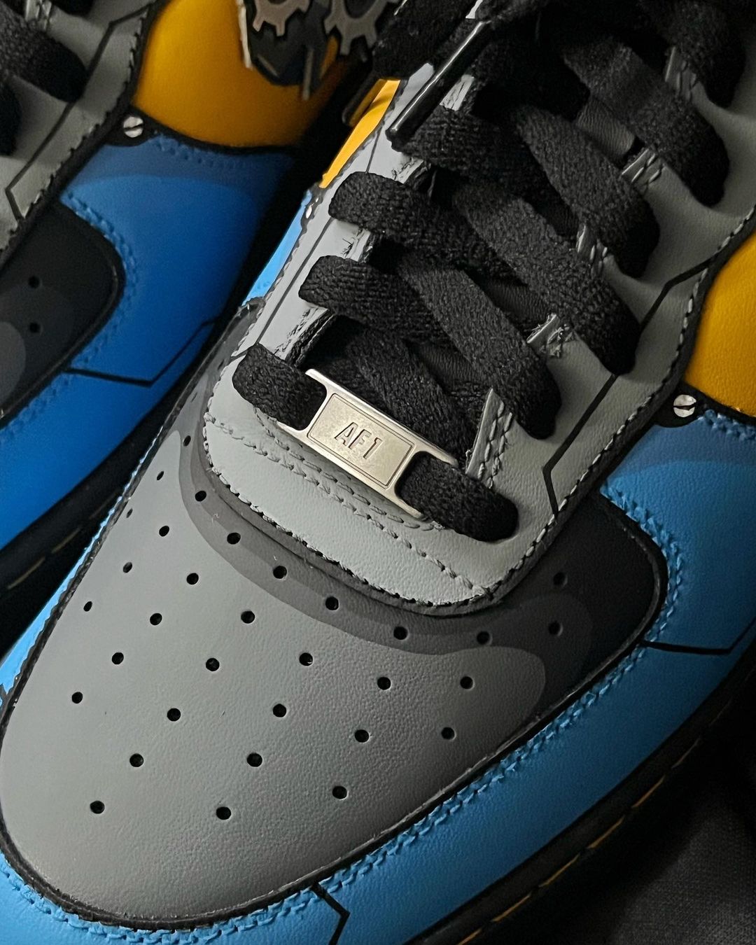 ORANGE GRAY BLUE GEARWHEEL STICKER CUSTOM AIR FORCE 1 - Image 3