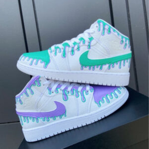 PURPLE GREEN DRIP CUSTOM AIR JORDAN 1