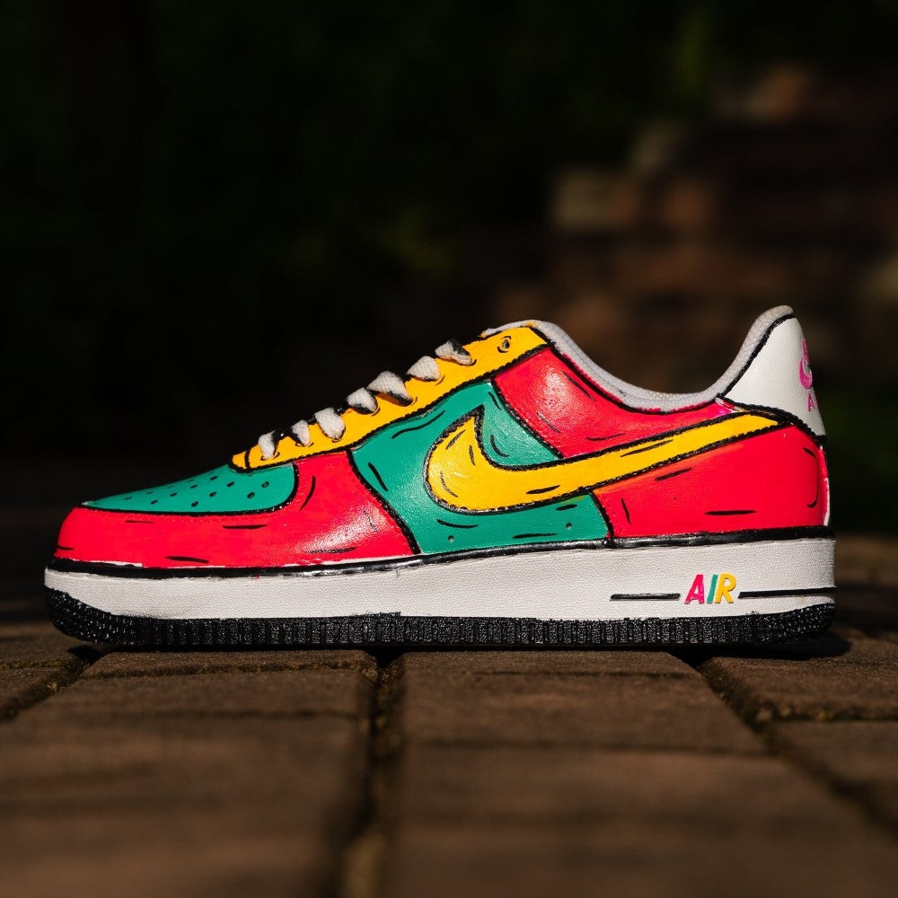 RED YELLOW GREEN CARTOON CUSTOM AIR FORCE 1