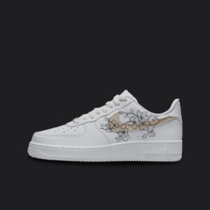 BEIGE SWOOSH FLOWERS CUSTOM AIR FORCE 1