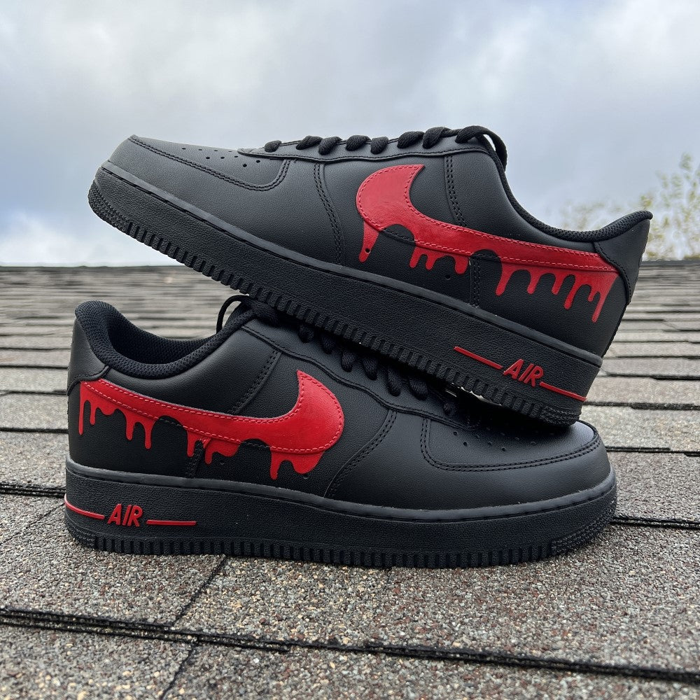 BLACK RED DRIP CUSTOM AIR FORCE 1