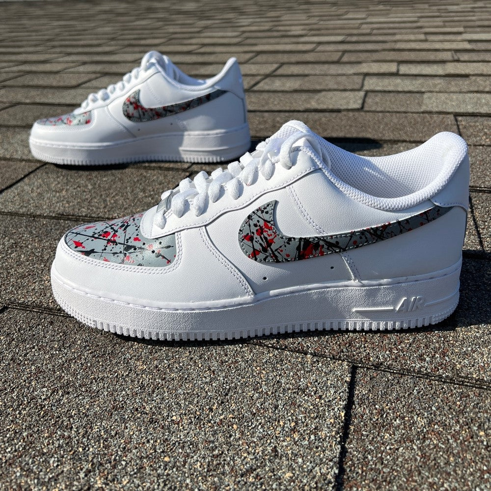 GRAY RED SPLASH CUSTOM AIR FORCE 1 - Image 4