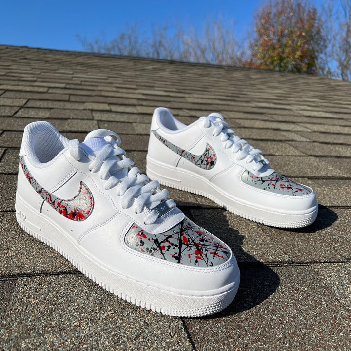 GRAY RED SPLASH CUSTOM AIR FORCE 1 - Image 11