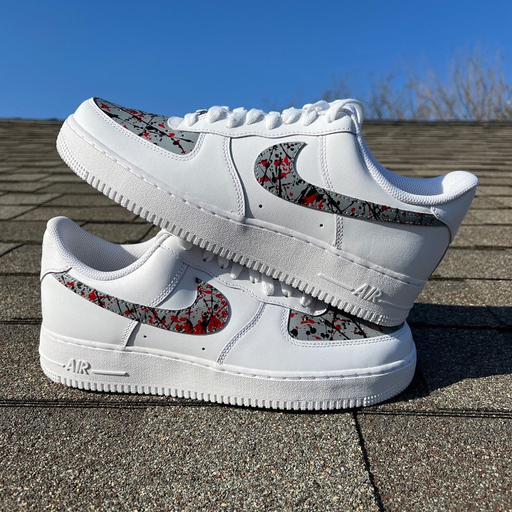 GRAY RED SPLASH CUSTOM AIR FORCE 1 - Image 2