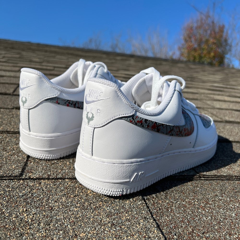 GRAY RED SPLASH CUSTOM AIR FORCE 1 - Image 6