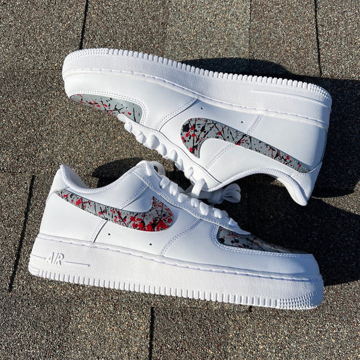 GRAY RED SPLASH CUSTOM AIR FORCE 1 - Image 7