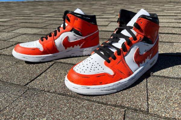 ORANGE BLACK DRIP CARTOON CUSTOM AIR JORDAN 1 - Image 3