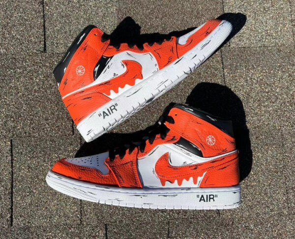ORANGE BLACK DRIP CARTOON CUSTOM AIR JORDAN 1 - Image 12