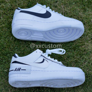 BLACK WHITE SLANTED SWOOSH SHADOW CUSTOM AIR FORCE 1