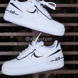 CUSTOM AIR FORCE 1 BLACK SWOOSH SHADOW WHITE