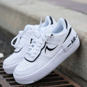CUSTOM AIR FORCE 1 BLACK SHADOW SWOOSH WHITE