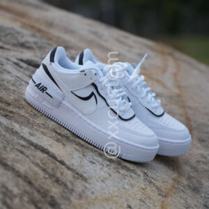 BLACK WHITE SHADOW SWOOSH CUSTOM AIR FORCE 1