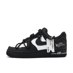 EXTRA LACE BLACK WHITE CUSTOM AIR FORCE 1