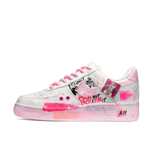 PINK STICKER FONT CUSTOM AIR FORCE 1