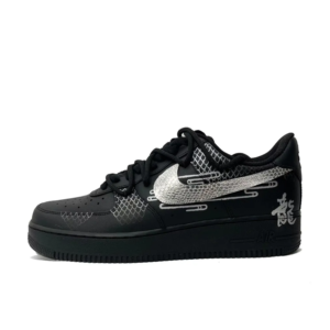 SLIVERY DRAGON SCALE SWOOSH BLACK CUSTOM AIR FORCE 1