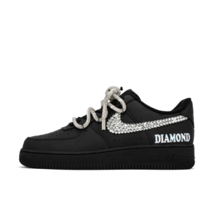 DIAMONG SWOOSH BLACK CUSTOM AIR FORCE 1