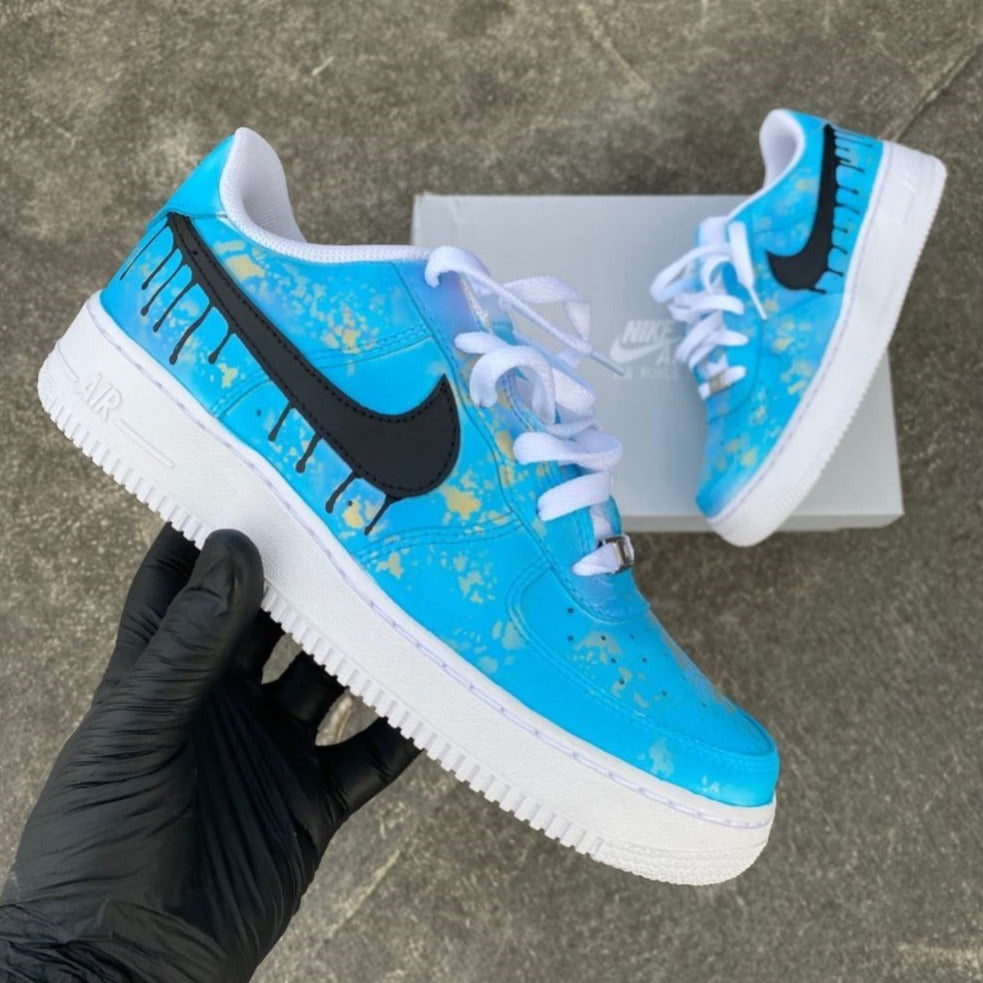 BLUE BLACK DRIP CUSTOM AIR FORCE 1
