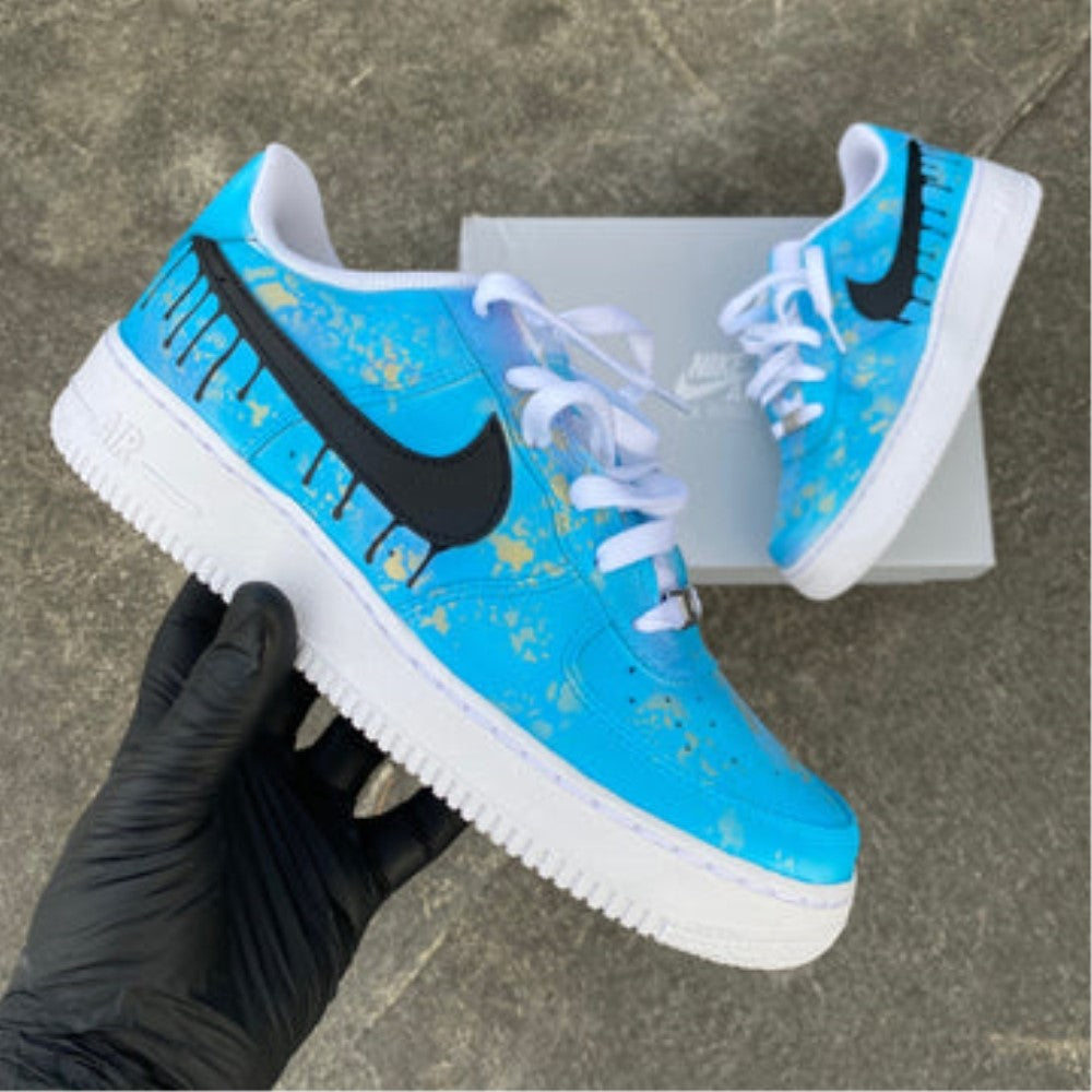 BLUE BLACK DRIP CUSTOM AIR FORCE 1