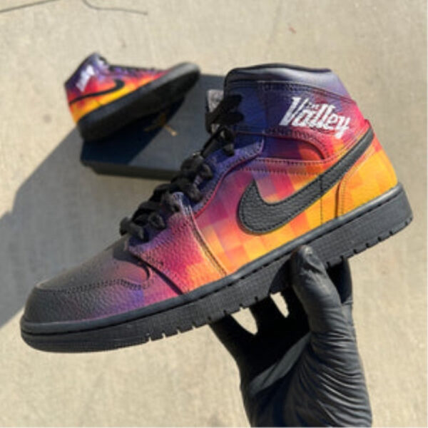 PURPLE YELLOW GRADIENT LATTICE CUSTOM AIR JORDAN 1