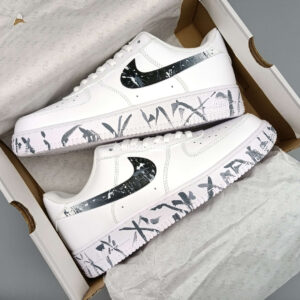 Nike Air Force 1 White Black Gray Splash Custom