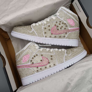 Nike Air Jordan 1 Wedding Shoes Rhinestones Custom