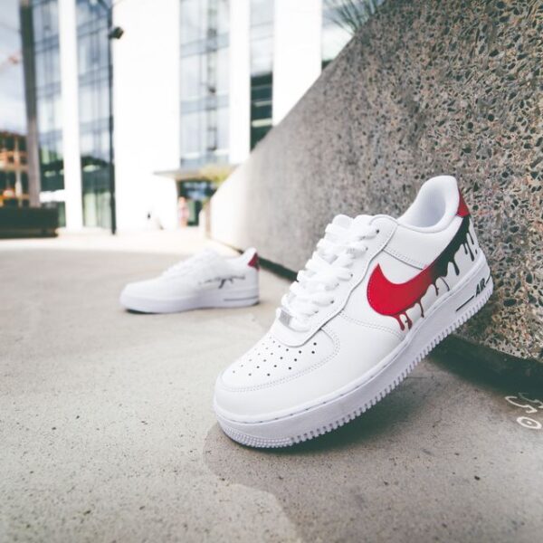 Red And Black Dripping Air Force 1s