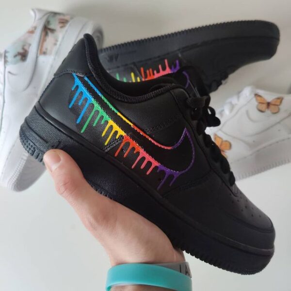 Color Drip Black Air Forces