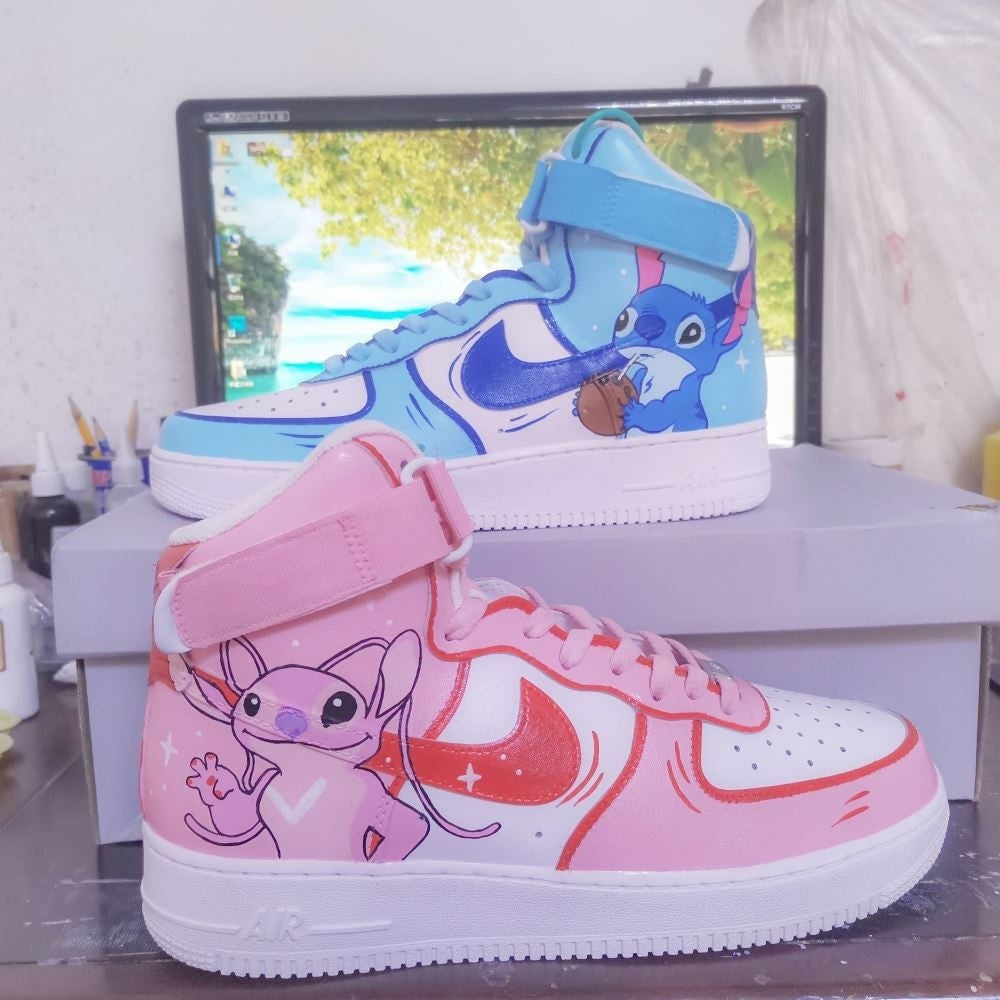 STITCH ANGEL BLUE PINK CUSTOM AIR FORCE 1