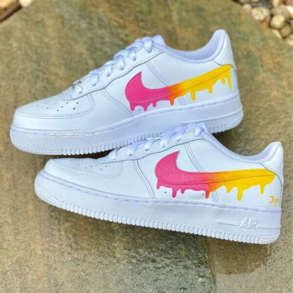 PINK YELLOW DRIP CUSTOM AIR FORCE 1 - Image 7