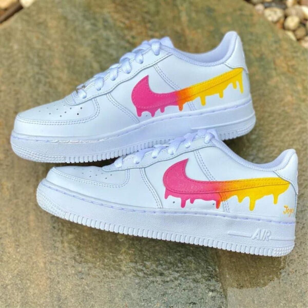 PINK YELLOW DRIP CUSTOM AIR FORCE 1 - Image 2