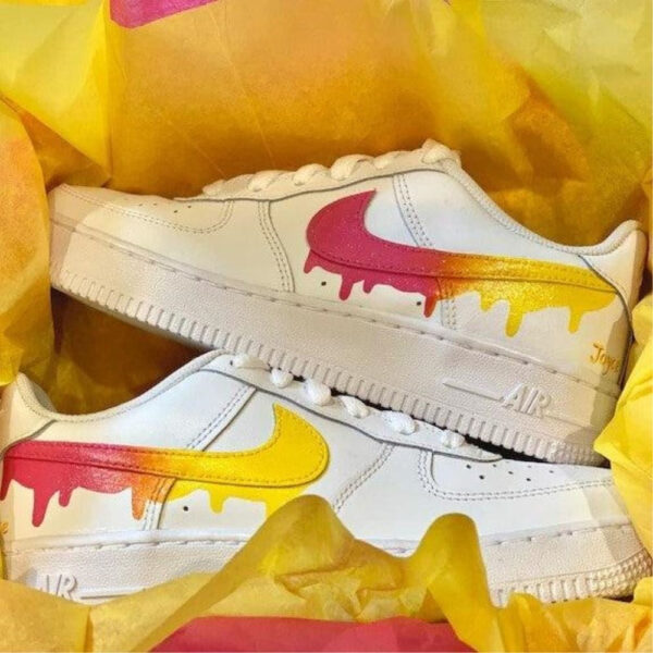 PINK YELLOW DRIP CUSTOM AIR FORCE 1 - Image 3