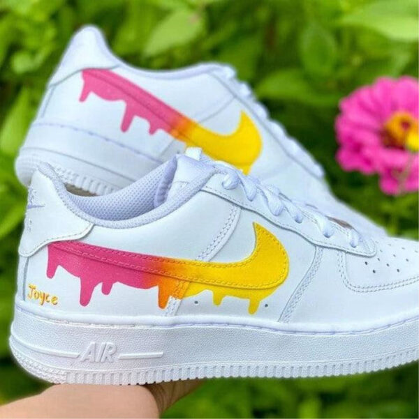 YELLOW PINK DRIP CUSTOM AIR FORCE 1 - Image 3