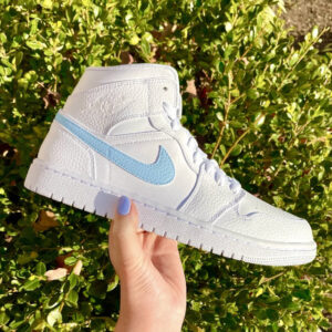 Custom Air Jordan 1 Mid Baby Blue Swoosh ?