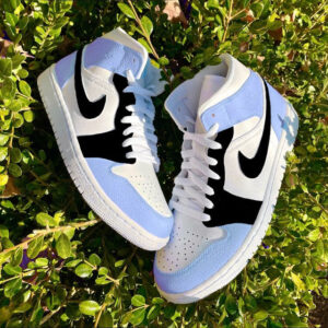 Custom Air Jordan 1 Mid Black Lack & Lavender Colorblock ???