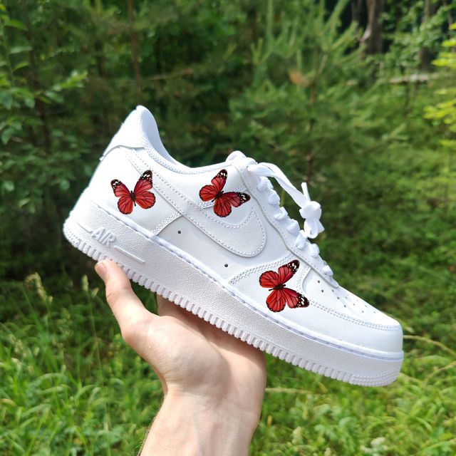 Custom Air Force 1 Red Butterfly