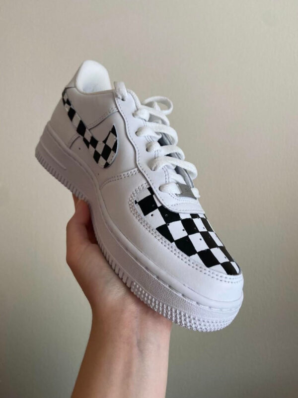 BLACK WHITE CHECKERBOARD CUSTOM AIR FORCE 1