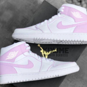 BABY PINK WHITE CUSTOM AIR JORDAN 1