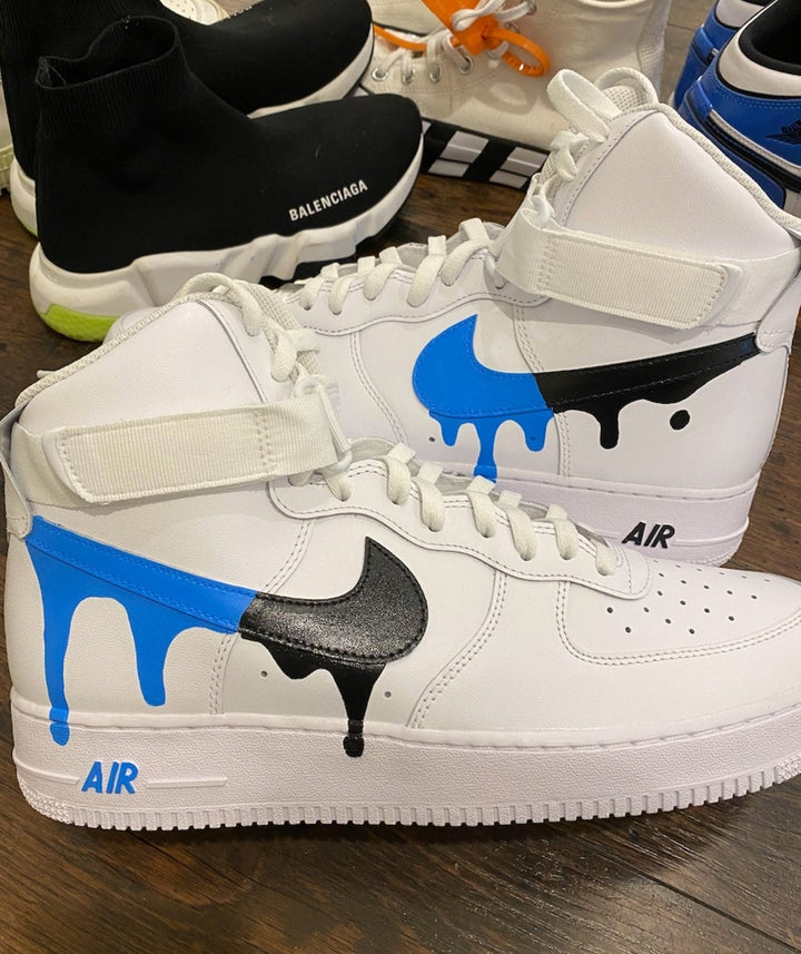 BLUE BLACK DRIP CUSTOM AIR FORCE 1 HIGH - Image 3
