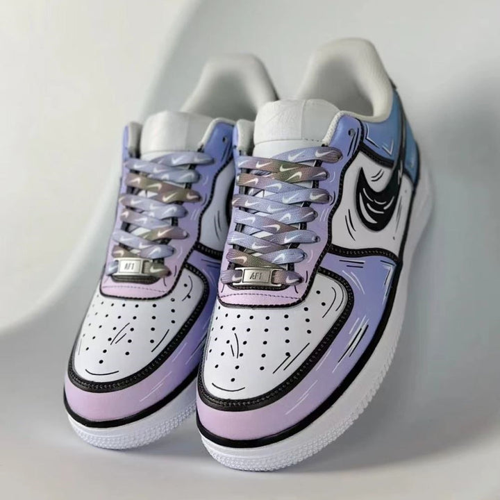 PURPLE BLUE GRADIENT CARTOON CUSTOM AIR FORCE 1 - Image 4