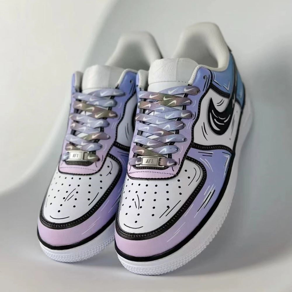 PURPLE BLUE GRADIENT CARTOON CUSTOM AIR FORCE 1